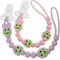 Pacifier Clips 2 Pack, Silicone Baby Pacifier Clips with One Piece Design, Frog Character, BPA Free - CPSIA Certified, Soft Flexible Paci Clip Holder