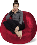 Sofa Sack Bean Bag Chair Cover Only, for Adults and Kids, Without Filling Comfy Fluffy Round or Oval Beanbag Chair Cover Replacement, Lazy Sofa Cover for Reading Chair or Floor Chair, 4-Feet, Cinnabar