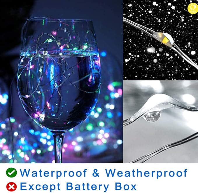 Ostwiki Colored Fairy Lights Mini Lights Battery Operated, 12-Pack 7ft 20 Small LED Lights for Crafts, Multi Colored Mini String Lights for Mason Jar Bedroom Wedding Party Table Christmas Decoration