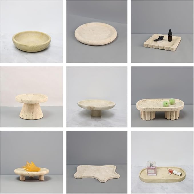 Modern Style Marble Tray Organizer - Modern Stone Decoration for Living Room, Dining Table, Office - Stylish Key and Jewelry Holder(Beige25)