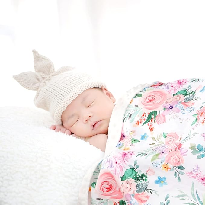 Baby Car Seat Cover, Peekaboo Opening Spring Car Seat Canopy for Baby Girls Boys, Mom Nursing Breastfeeding Covers, Blanket for Infant, Pink Watercolor Flower