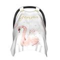 Custom Baby Car Seat Canopy with Name, Personalized Stroller Baby Car Seat Covers for Girls, Minky Nursing Carseat Cover for Breastfeeding, Car Seat Canopies for Infant Newborn(Swan Cloud)
