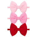 YanJie Baby Hair Bows for Girls Red Pink Newborn Headband Baby Pink Girls Bows Soft Nylon Hair Accessories Infant Toddler 3pcs/pack