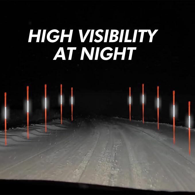 4ft Pro Snow Stakes - 48" x 5/16" Driveway Markers, Pointed Tip, Hy Viz Reflective Tape, Armor Cap (Choose Color/Quantity) (20, Green)