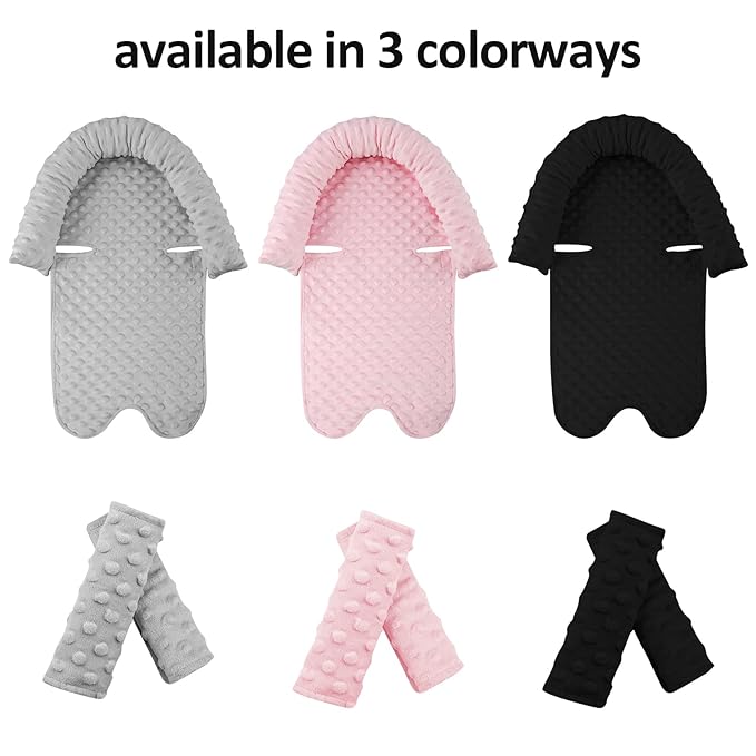 Pea Pod Car Seat Head Support Infant Baby Carseat Head Support & Strap Covers for Newborns Ultra Soft Minky Dotted Fabric Infant Car Seat Insert Perfect for Baby Carseats, Strollers, and Bouncers