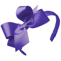 Wee Ones Girls' Classic Grosgrain Hair Bow on a Wrapped Headband, Stylish For All Hair Types, Medium Bow, Delphinium