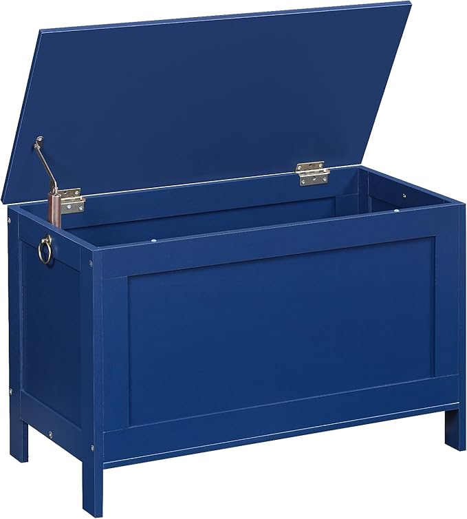 HOOBRO Toy Box, Retro Wooden Look Storage Chest with Safety Hinge, Entryway Storage Bench Supports 220 lb, 29.9 x 15.7 x 18.9 Inches Toy Chest Organizer, Easy Assembly (Blue) BU75CW01G1