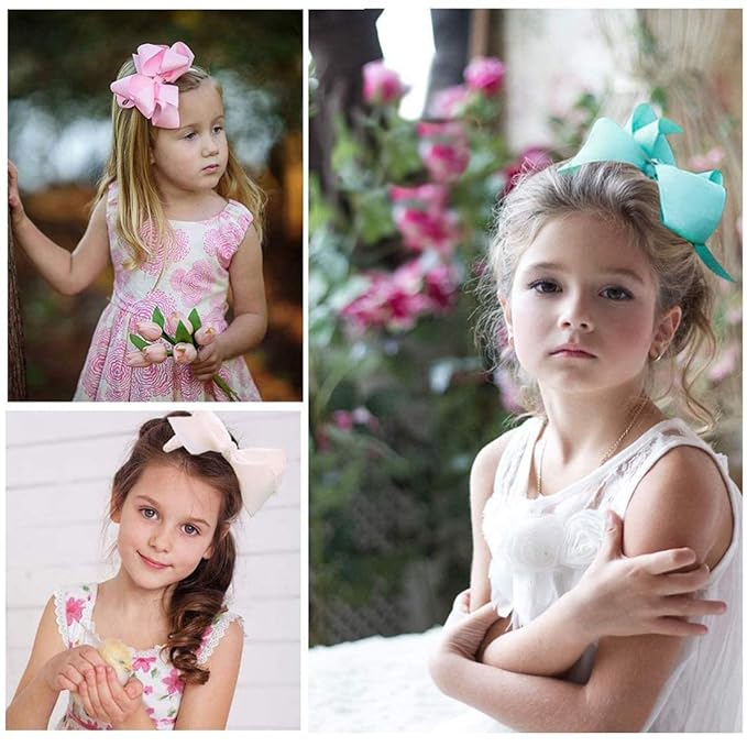 Navy Bows for Girls,6PCS Hand-made Grosgrain Ribbon Hair Bows Alligator Clips Hair Accessories for Little Teen Toddler Girls Kids (Navy)