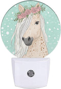 EKOBLA Watercolor Horse Plug-in Night Light, Horse with Floral Wreath LED Nightlight with Dusk to Dawn Sensor for All Ages