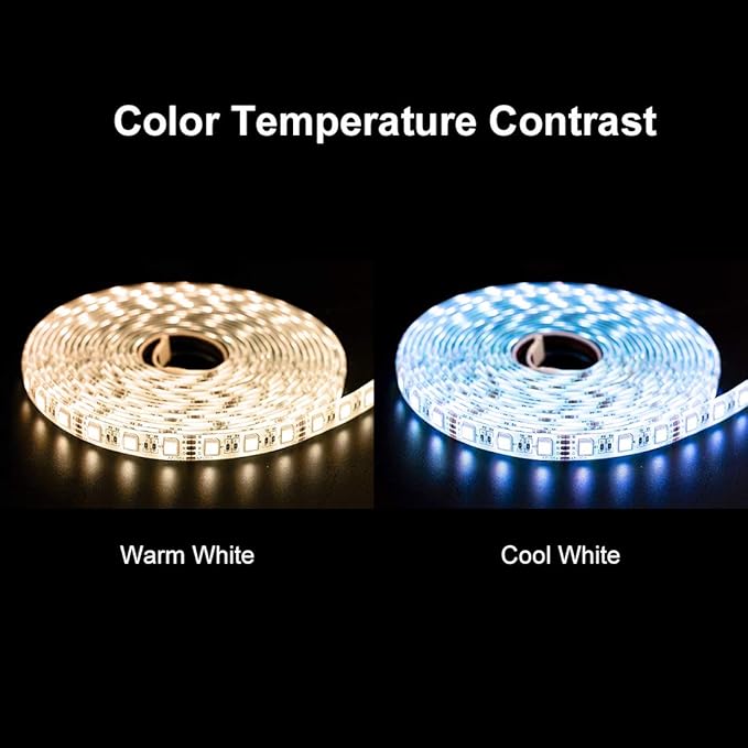 BTF-LIGHTING 5050 RGBW RGB+Cool White(6000K-7000K) 4 Colors in 1 LED Tape Light DC24V 5m 16.4ft 60LED/m Multi-Colored IP67 White 14mm PCB for Bedroom Kitchen Home Decoration(No Adapter or Controller)