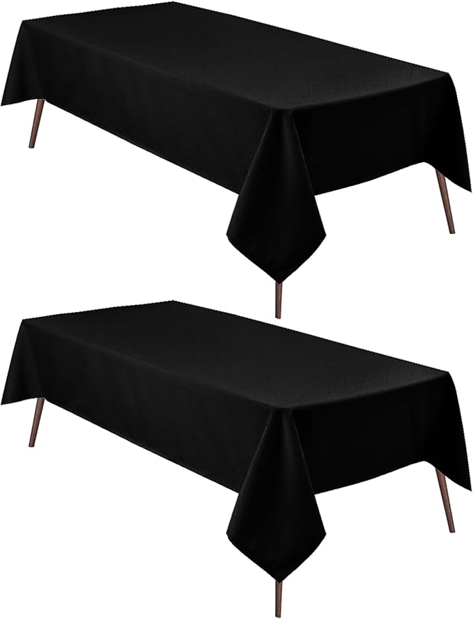 Hiasan 2 Pieces Black Tablecloth Square - Waterproof and Wrinklr Resistant Washable Polyester Fabric Table Cloth for Dining Room and Outdoor Use, 30 x 30 Inch