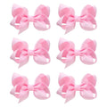 6 PCS Hair Accessories: 3" Grosgrain Ribbon Alligator Clips for Toddler Girls & Kids (Pink)