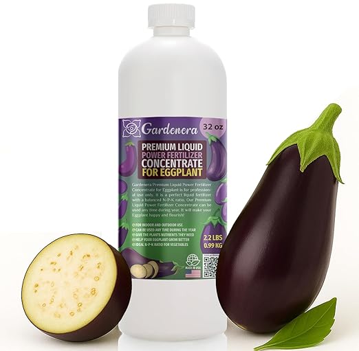 Liquid Power Eggplant Fertilizer - Premium Liquid Plant Food for Eggplant - Fast-Acting Concentrate for Growth, Strong Roots & High-Yield Harvest - 32 oz - Indoor & Outdoor Use