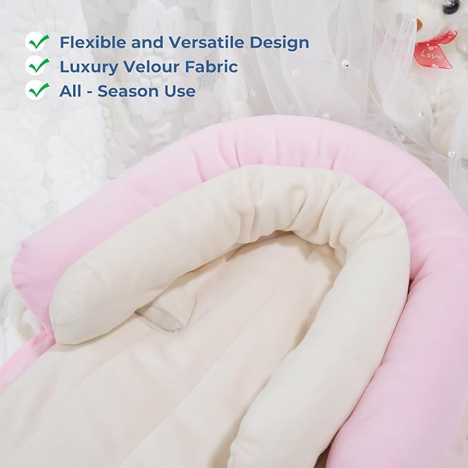 COOLBEBE New 2-in-1 Babybody Supports for Baby Newborn Infants - Extra Soft Stroller Cushion Pads Car Seat Insert, Seasons, Pink