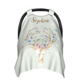 Custom Baby Car Seat Canopy with Name, Personalized Stroller Baby Car Seat Covers for Boys Girls, Minky Nursing Carseat Cover for Breastfeeding, Car Seat Canopies for Infant Newborn(Deer)