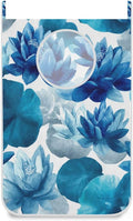 Ink Blue Lotus Flower Hanging Laundry Hamper Door Hampers Bag Basket