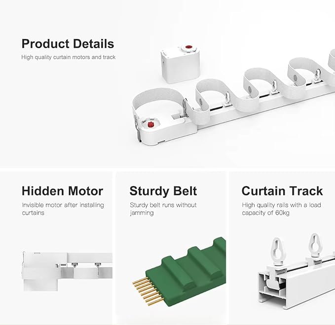 Smart Motorized Curtain Rods (Ripple Fold), Matter over WiFi Electric Track Compatible with HomeKit Alexa Google SmartThings, Automatic Drapery System with Remote, 1.8N.m (3 meters (118.1 inches))