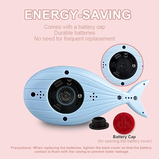 Baby Bath Thermometer, Digital Tube Floating Thermometer, Temp Warning Water Temperature Thermometer, Cute Cartoon Water Temperature Monitoring for Newborns, Infants (Whale Light Blue)