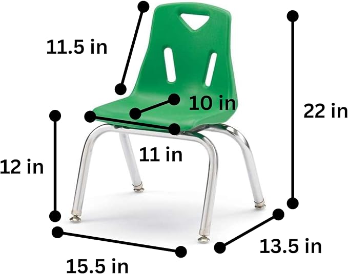 Berries Jonti-Craft 8142JC6119 Stacking Chairs with Chrome-Plated Legs, 12" Height, Green, Pack of 6