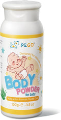 PEGO Cornstarch Baby Powder,Talc-Free,with Zinc Oxide,Aloe and Chamomilla,Prevent Heat Rash,Diaper Rash,Protect Newborns,Toddlers from Chafing,‌Non-Irritating,Travel Size 100g/3.5Oz (1 Pack)