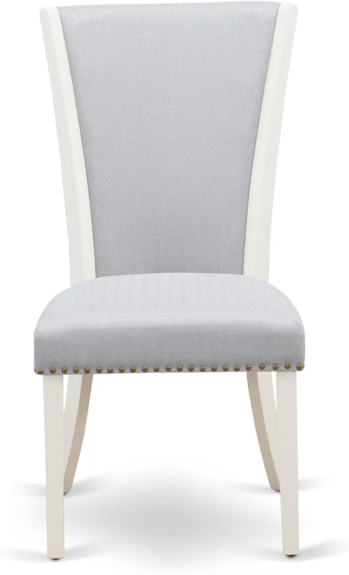 East West Furniture V097VE005-5 5 Piece Kitchen Table Set for 4 Includes a Rectangle Dining Room Table with V-Legs and 4 Grey Linen Fabric Parsons Dining Chairs, 40x72 Inch, Multi-Color