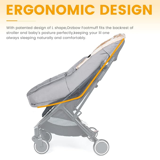 Orzbow Stroller Footmuff Universal | Faux Wool Baby Bunting Bag | Warm, Weather-proof, Adjustable Buckles | Winter Stroller Blanket Cover | Baby Sleeping Bag for Cold Weather Accessories, Light Gray