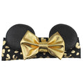 Baby Girl Glitter Bow Headband, Gold Bronzing Gilding Hairband with 5'' Large Bow Elastic Stretch Turban Headwrap..(FJ78-Gold U)