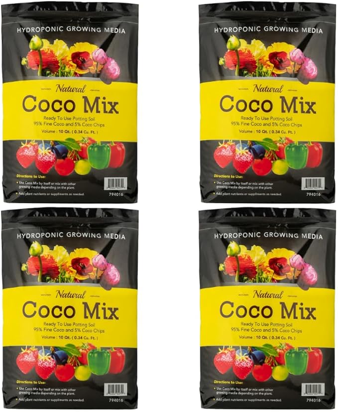 Potting Soil Mix 4-Pack - 10 Quarts Envelor Indoor Plants Soil for Outdoor Plants 0.34 Cubic Feet Potting Mix Hydrated Coco Coir Mix for Plants Ready to Use Natural Plant Top Soil