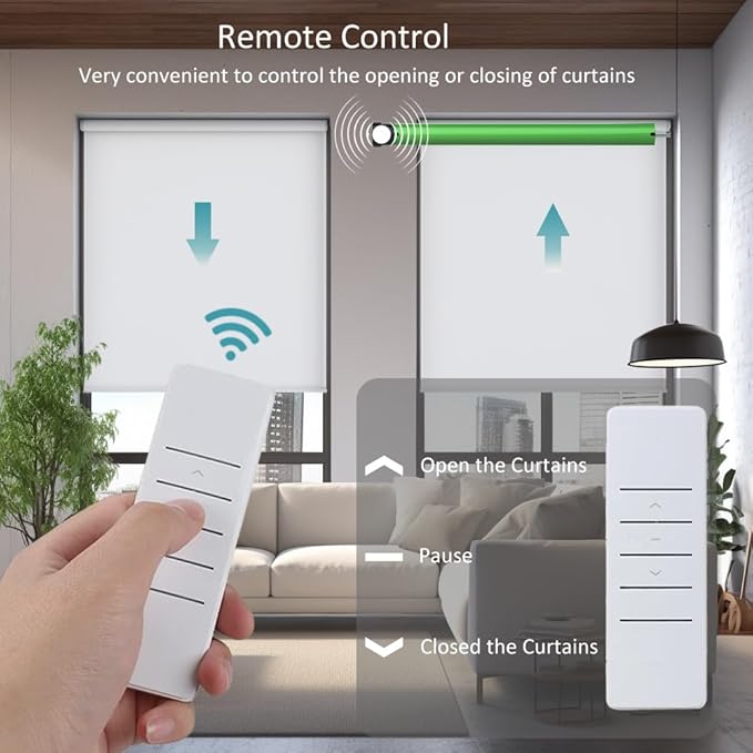 Tuya ZigBee Smart Roller Shade Motor, High Torque Electric Blinds Retrofit Kit, App/Voice Control with Alexa Google, Remote & Timer, Quiet 38dB (6.0 N.m for Φ40mm (1.57") Groove Tube)