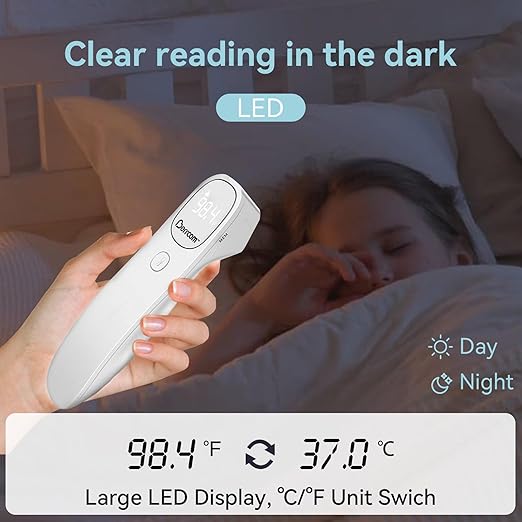 Berrcom Non Contact Infrared Thermometer Digital Forehead Thermometer for Adults and Kids Temperature Thermometer 3 in 1 with Fever Alert Touchless Baby Thermometer Large LED Display