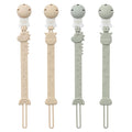 Pacifier Clips for Baby Boys Girls, One-Piece Silicone Pacifier Holder Strap 4 Pack, Binky Paci Clips Animal Rainbow Design, Lightweight Break-Resistant, Dishwasher Safe-Ivory+Sage