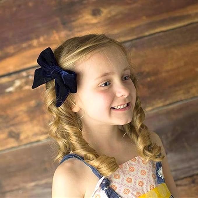 Vintage Velvet Bow Hair Clips for Baby Girl Kids Women Fall Velvet Christmas Hair Bows Barrettes Accessories (2 pcs Navy)