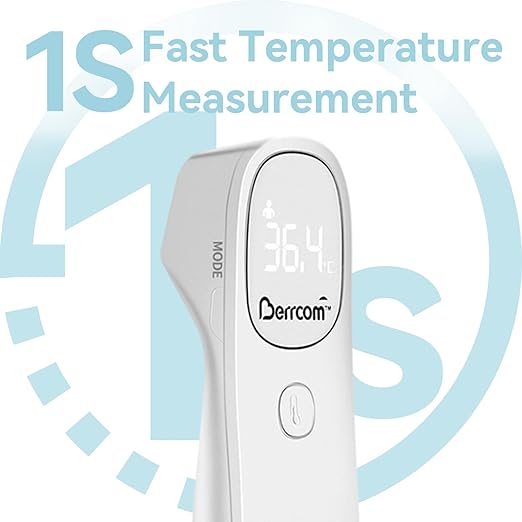Berrcom Non Contact Infrared Thermometer Digital Forehead Thermometer for Adults and Kids Temperature Thermometer 3 in 1 with Fever Alert Touchless Baby Thermometer Large LED Display