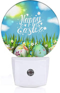 EKOBLA Easter Plug-in Night Light, Colorful Egg on Green Grass LED Nightlight with Auto Sensor for All Ages