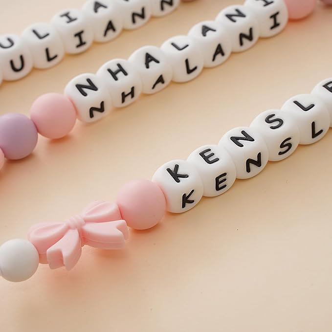Personalized Baby Pacifier Clip with Name,Customized Name Silicone String Clip for Boy Girl