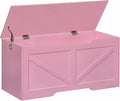 HOOBRO Storage Bench, 39.4" Retro Wooden Storage Chest with U-Shaped Cut-Out Pull, Safety Hinge, Supports 220 lb and Easy Assembly for Toy Box Organizer (Pink) PK771CW01