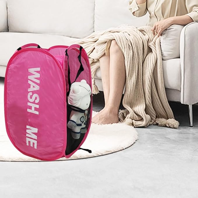 2 Pack Mesh Pop Up Laundry Hamper Collapsible Laundry Basket
