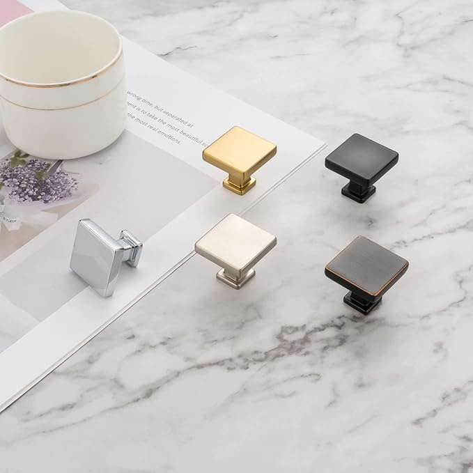 KOOFIZO 30 Pack Black Cabinet Knobs Matte Black Drawer Knobs K08 Square Single Hole Cabinet Pulls for Cabinets Drawer Dresser Cupboard Bedroom Closet Bathroom Vanity