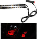 Ohleats Car LED Strip Light, 24 LED RGB Auto Interior Atmosphere Lights, Cigarette Lighter Under Dash Ambient Night Light, Interior Decorative Lamp Lighting Kit Car Accessories (Red)