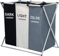 Nicesail 3 Section Laundry Basket Printed Dark Light Color, Foldable