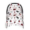 Personalized Plaid Design Adventure Bear and Deer Baby Car Seat Canopy for Babies with Name, Custom Multi-use Blankets for Baby Boys Girls, Peekaboo Minky Nursing Stroller Cover Canopies for Newborn