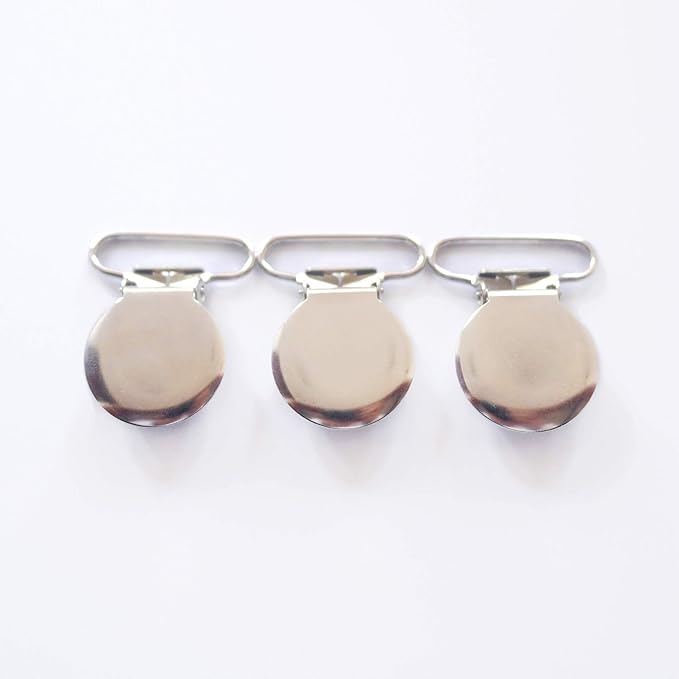 1" Pacifier Suspender Clips, Pacifier Clips with Plastic Teeth Insert to Protect Fabric Perfect for Crafts Making Pacifier Holders/Bib/Dummy Holder Clip Silver (10pcs)