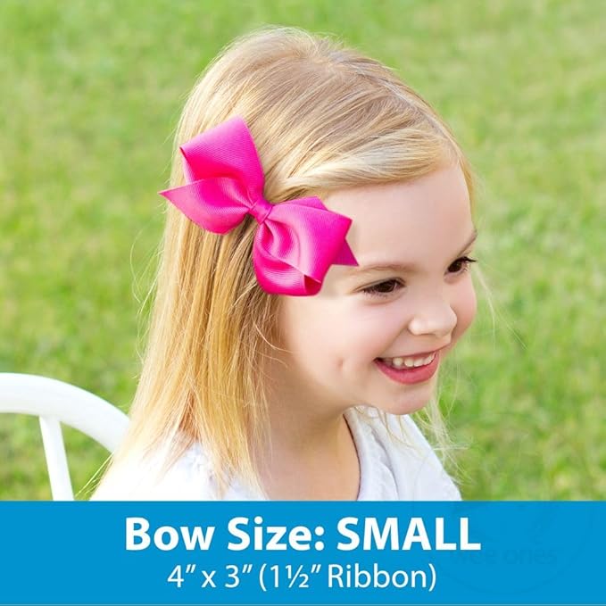 Wee Ones Girls 2 Pack Grosgrain Hair Bows with Plain Wrap Centre on a Wee Stay No Slip Clip, Small, Navy