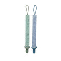 Nuby Pacifinder Baby Pacifier Clip - (2-Pack) - Pacifier Holder Clip with Convenient Hook Loop - Blue Dots and Green Dino