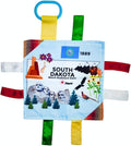 Baby Jack & Co 8x8” Learning Lovey South Dakota State Tag Stroller Toy for Babies - Crinkle Toys for Developing Five Senses - Learn About Capitals - Travel with Baby Jack - BPA Free Clip