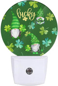 St Patrick Day Cute Gnomes Night Light Lucky Four Leaf Clover Green Night Lights Plug into Wall with Light Sensors Auto on/Off for Holiday Gifts for Boys Girls Women Teen
