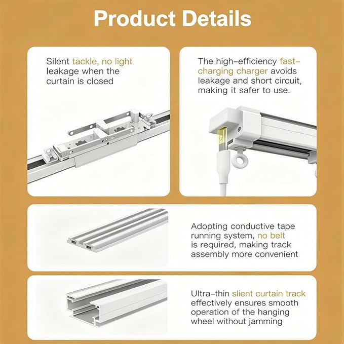 ZigBee 3.0 Dual Motor Smart Curtain Track System, Ripple Fold Electric Drapery Rods, Independent Left Right Control Day Night Curtains, 1.2N.m Mini Automatic Opener (7 meters (275.6 inches))