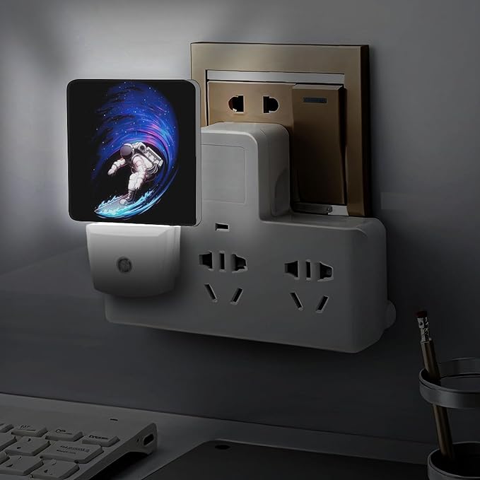 Space Astronaut Night Light, Plug into Wall Decor Nightlights for Bedroom, Bathroom, Hallway, Kitchen, with Dusk to Dawn Light Auto Sensors LED Night Lights for Boys Girls Women Men Room Gifts