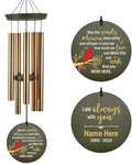 Personalized Wind Chimes Outdoor, Wind Chimes for Loss of Loved Ones, 36inch Custom Cardinal Bird Wind Chime Deep Tone, in Loving Memory of Dad/Mom, Gifts for Condolences (Produced in USA)