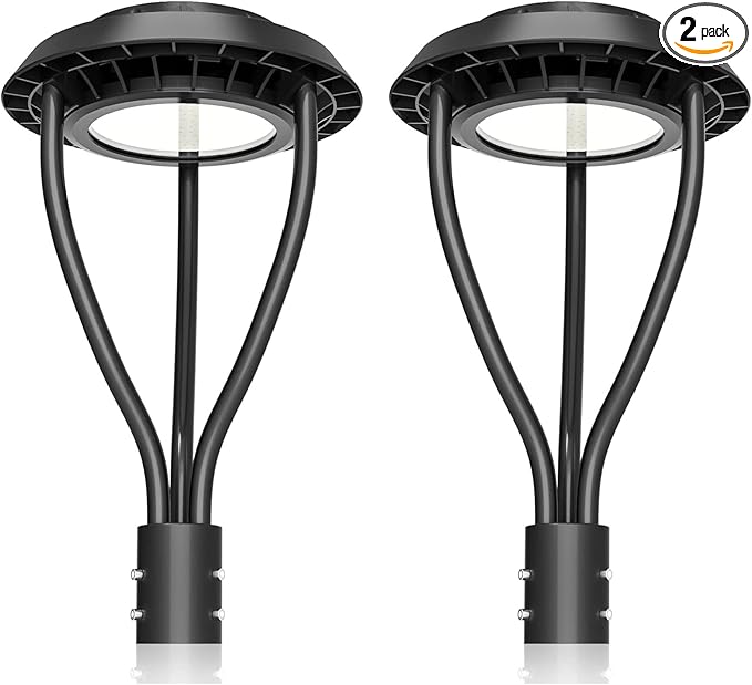 KUKUPPO 2 Pack 60W LED Post Top Light 60W/48W/36W Wattage Selectable ETL Listed 8400Lm LED Post Pole Top Light Dusk to Dawn IP65 Waterproof for Outdoor Commercial Pole Light Fixture AC100-277V